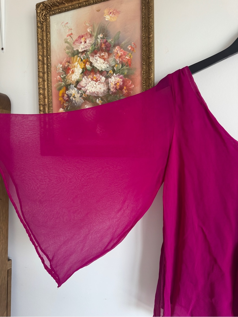 Matty M Deep Fuchsia 100% Silk V-Neck Flow Blouse - Picture 3 of 6